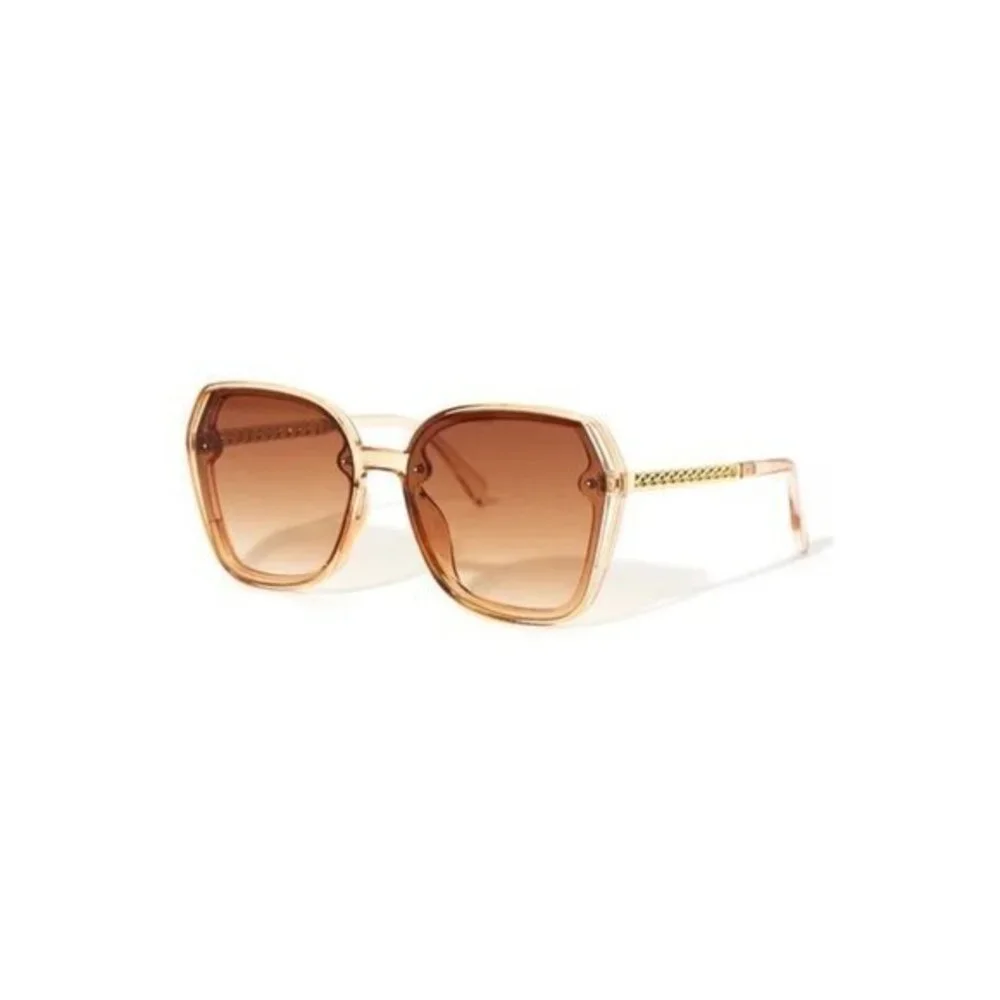 Cut You Off Round Frame Cut Out Design Sunglasses‎ Brown